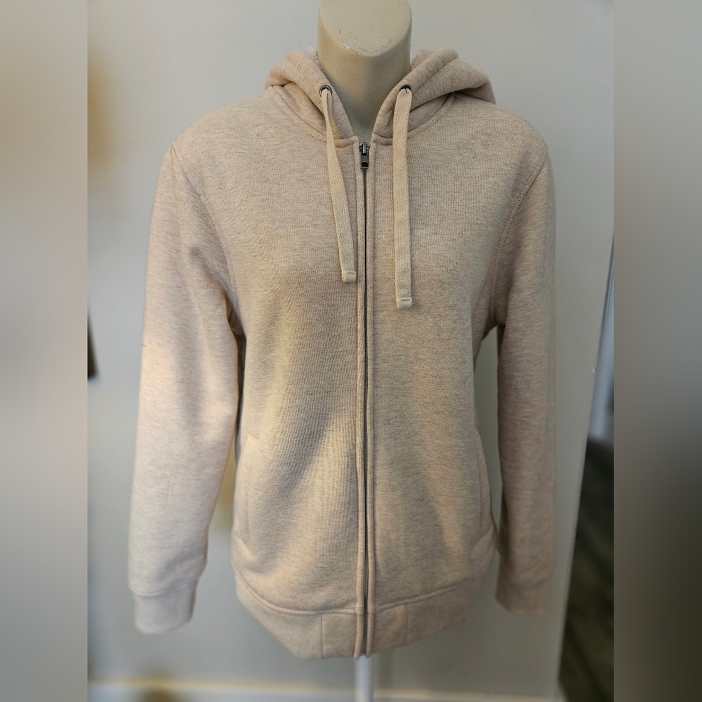 Beige Zip-Up Hoodie